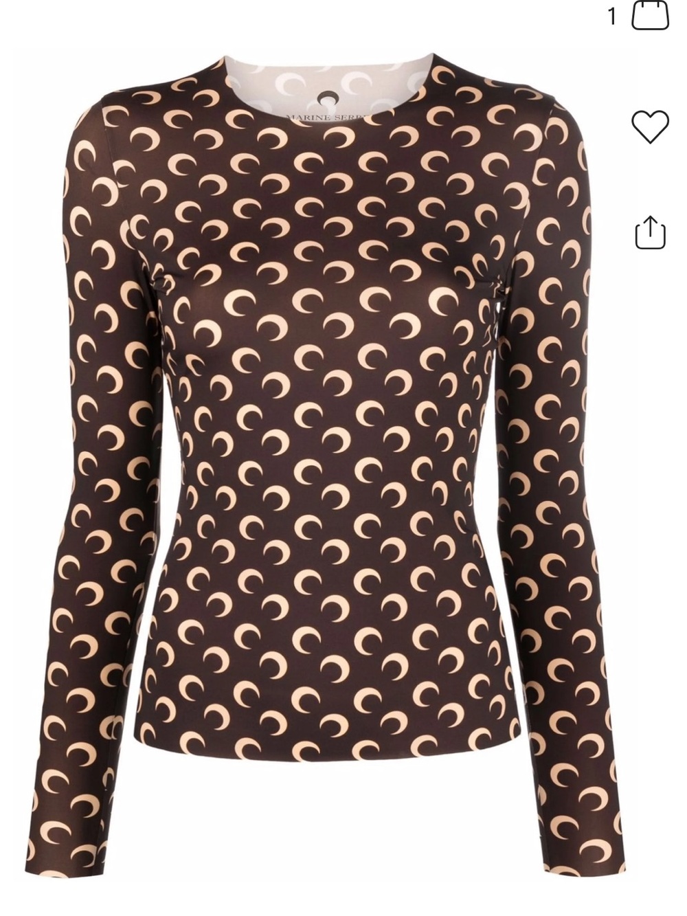 Marine Serre Brown and Cream Moon-Print Long Sleeve Top